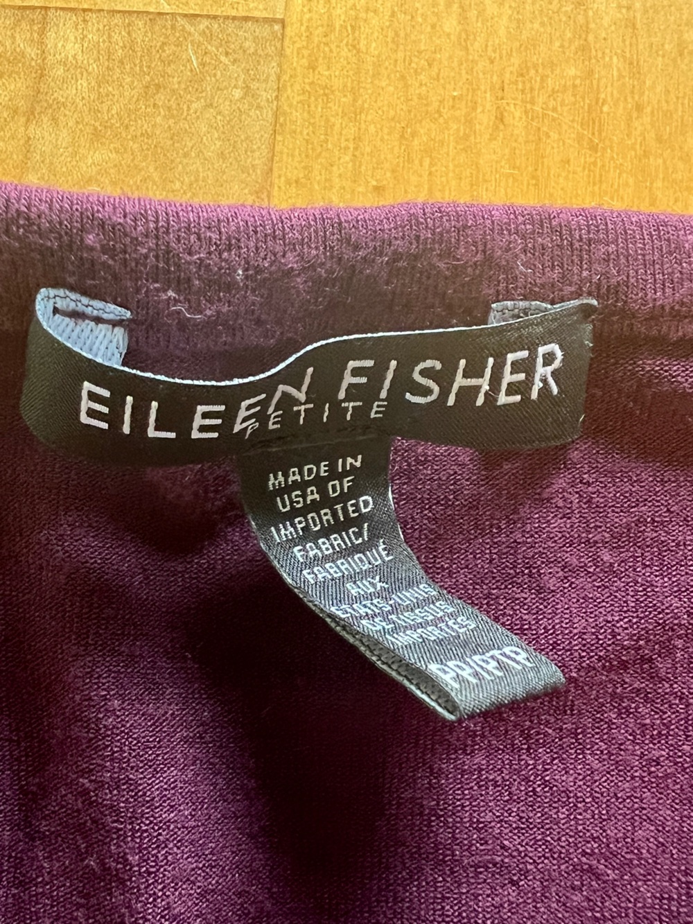 Eileen Fisher Deep Plum V-Neck Top - Picture 5 of 6